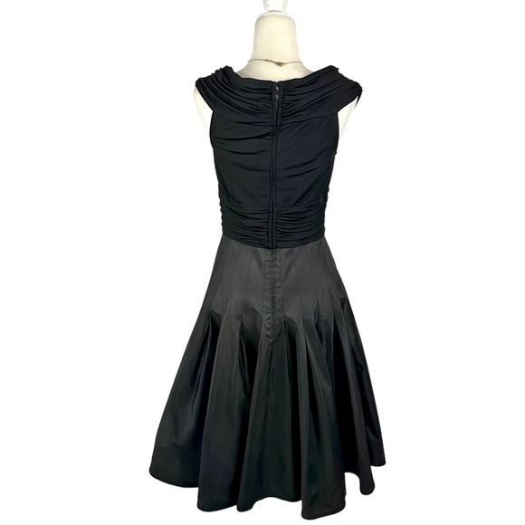 Tadashi Shoji Black Pleated Fit and Flare Midi Dress - Picture 6 of 16